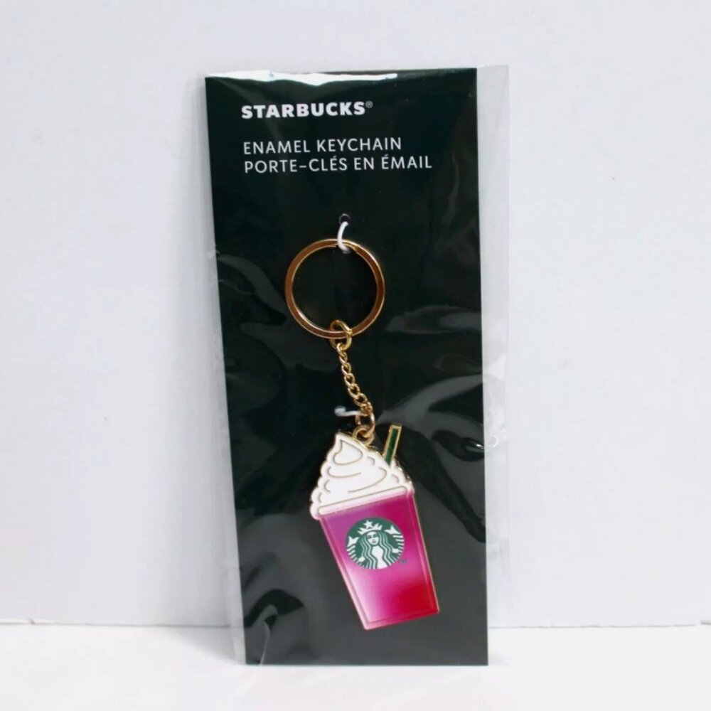 Starbucks Pink Cold Cup Summer Europe Limited Edition Metal Enamel Keychain